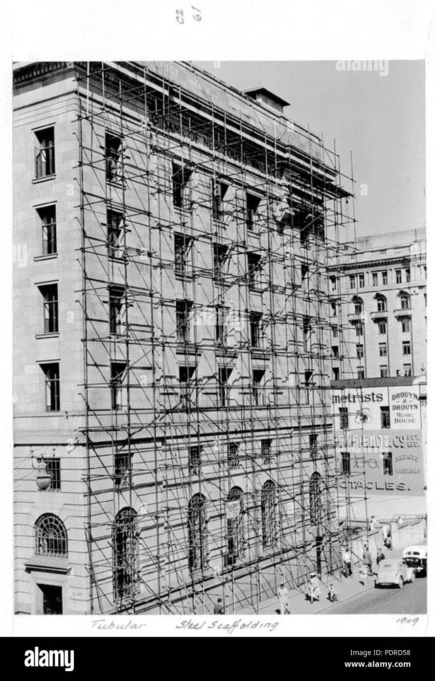 114 Queensland Archivi di Stato 4117] in acciaio tubolare ponteggio presso la Banca del New South Wales 1949 Foto Stock