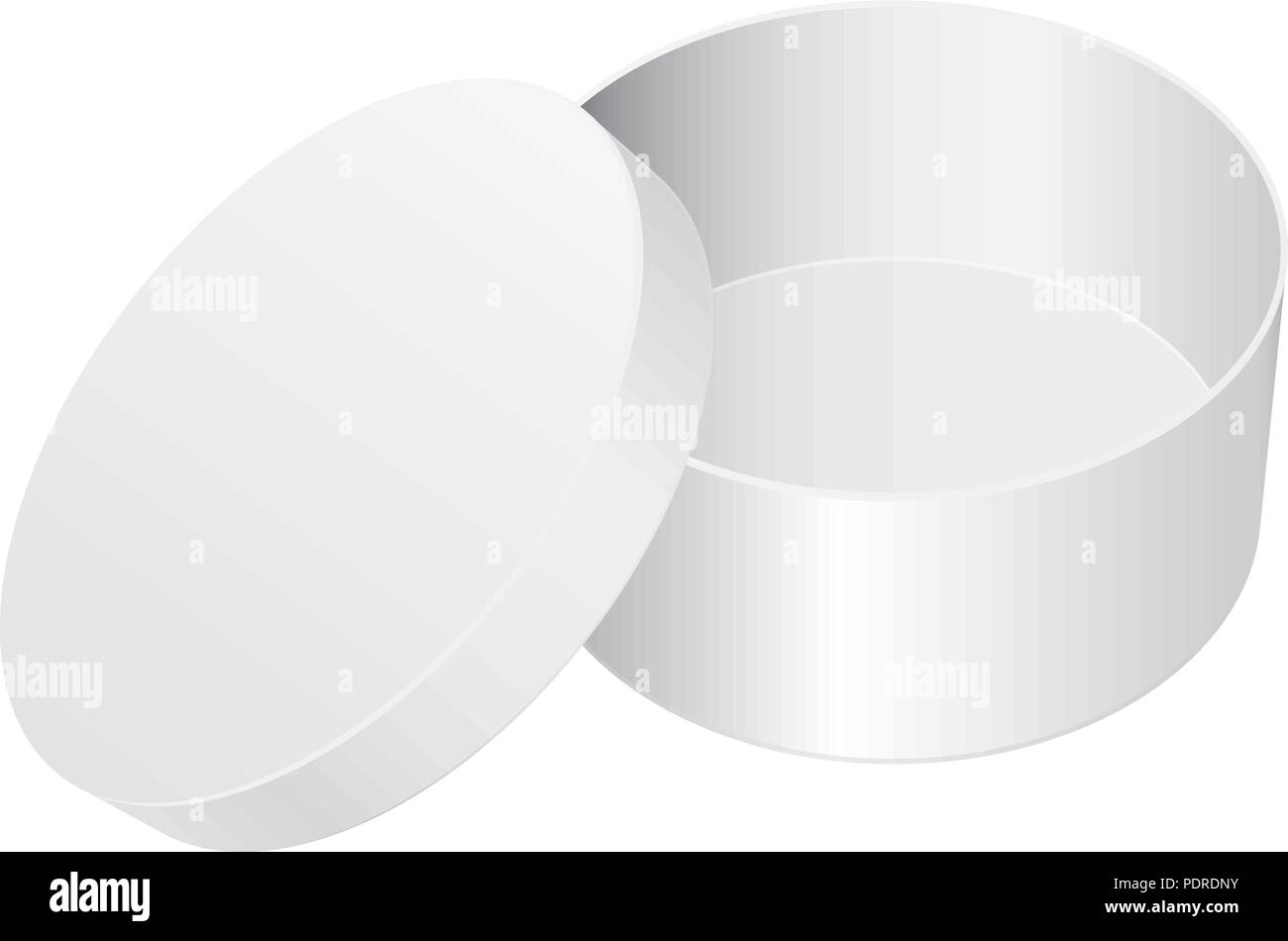 Round confezione regalo. Vuoto Bianco confezione aperta Illustrazione Vettoriale