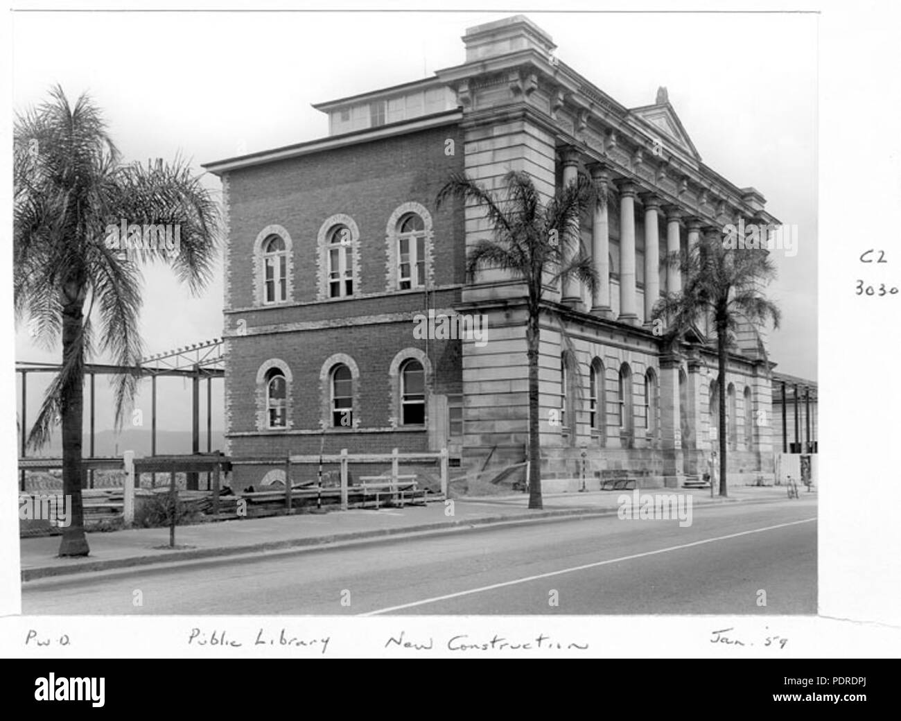 120 Queensland Archivi di Stato 6329 Costruzione di estensioni per la biblioteca dello Stato di Queensland in William St Brisbane 1959 Foto Stock