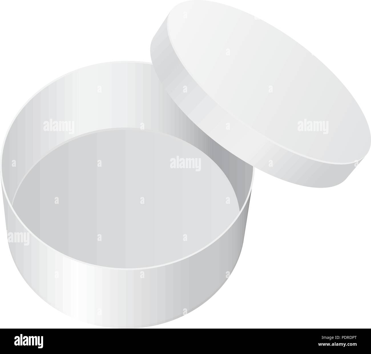 Round confezione regalo. Vuoto Bianco confezione aperta Illustrazione Vettoriale