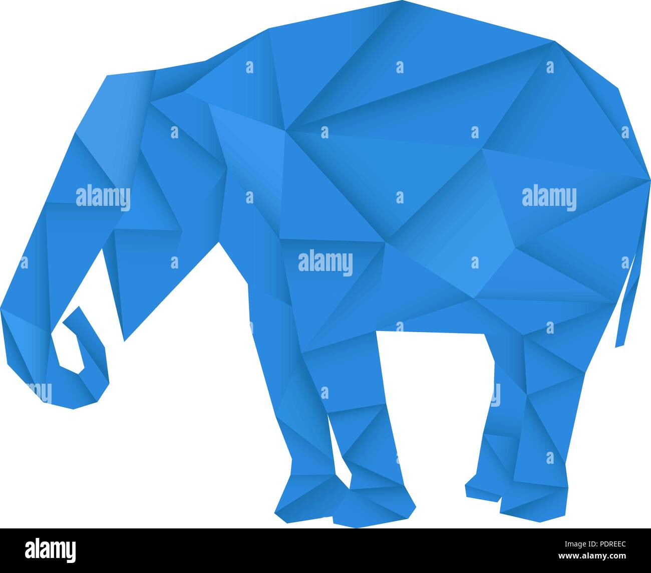 Blue Elephant. Forma poligonale Illustrazione Vettoriale