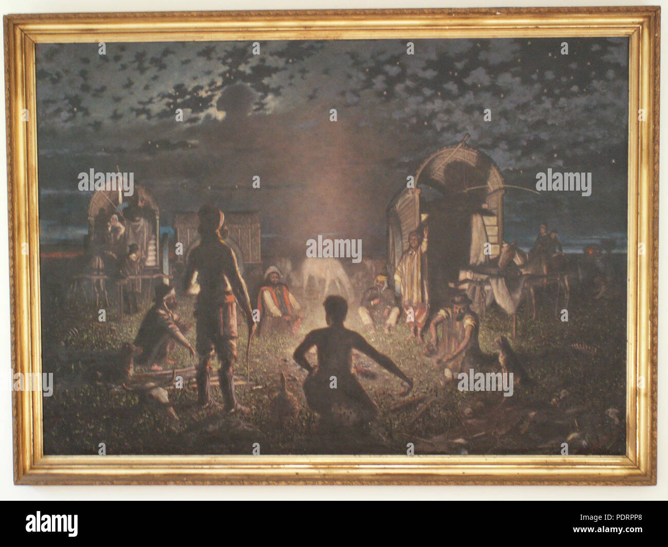 14 Gauchos am Feuer Foto Stock