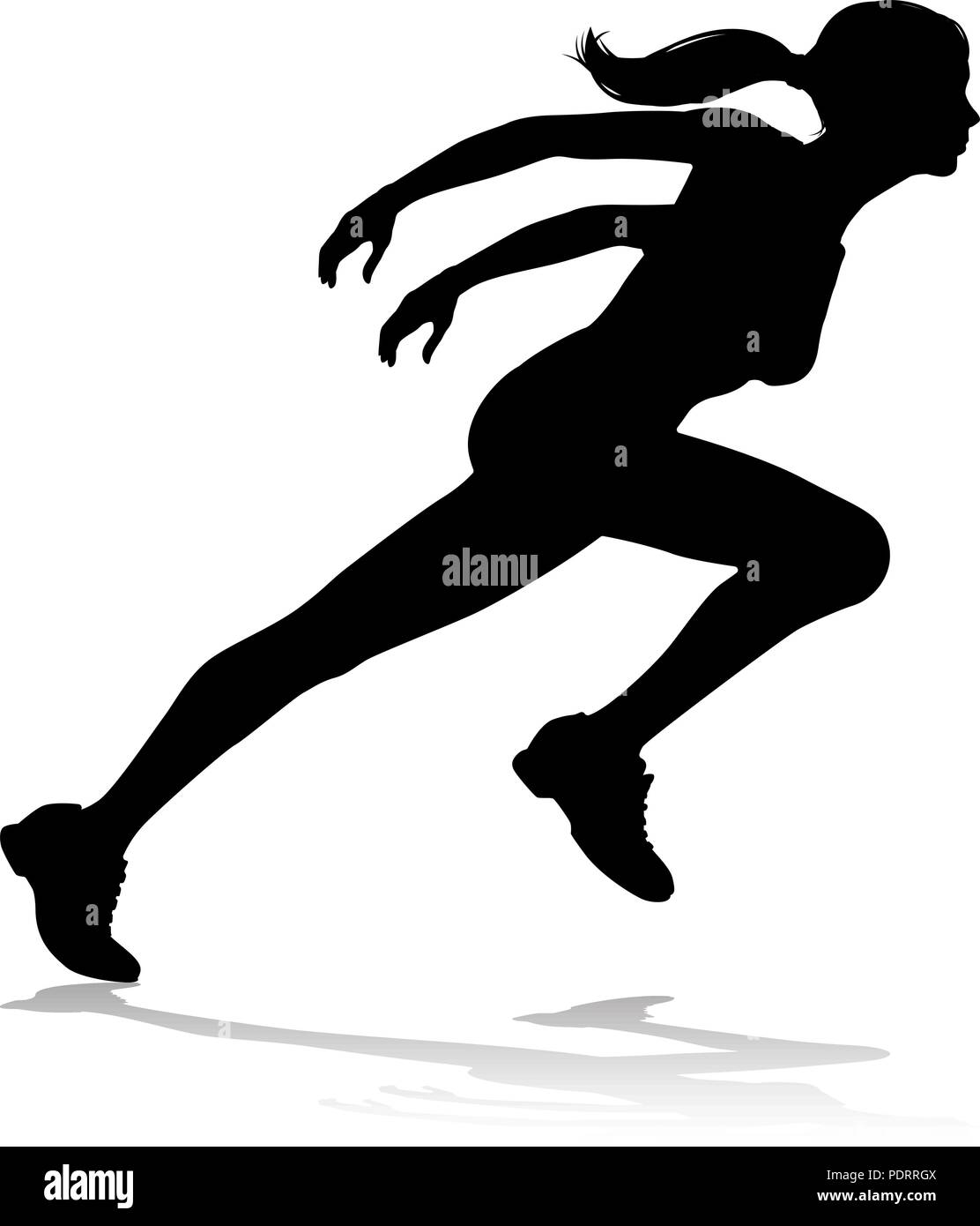 Runner Racing via e silhouette di campo Illustrazione Vettoriale