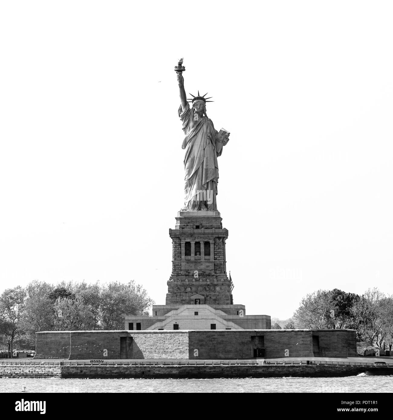 Statua della Libertà di New York City, Stati Uniti d'America. Foto in bianco e nero. Foto Stock