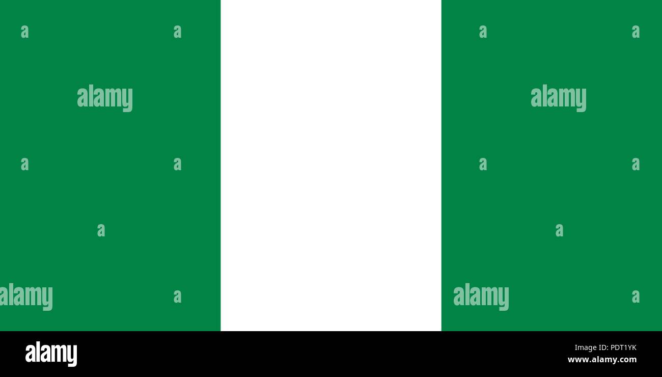 Immagine vettoriale per la Nigeria bandiera. Sulla base del funzionario e l'esatto bandiera nigeriana dimensioni (2:1) & colori (348C e bianco) Illustrazione Vettoriale