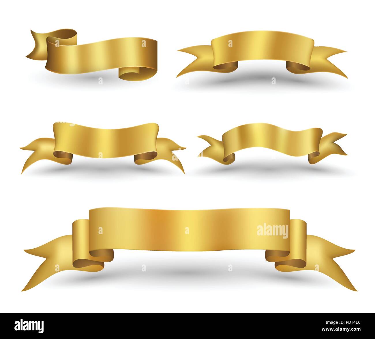Nastro color oro banner set. Illustrazione Vettoriale. Illustrazione Vettoriale