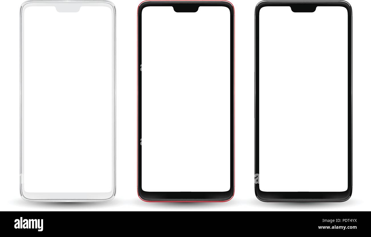 I colori blu nero rosso dello smartphone sono mockup per una facile installazione della demo sullo schermo del cellulare. Oggetto di illustrazione vettoriale per la comunicazione tecnologica e l'applicazione Illustrazione Vettoriale