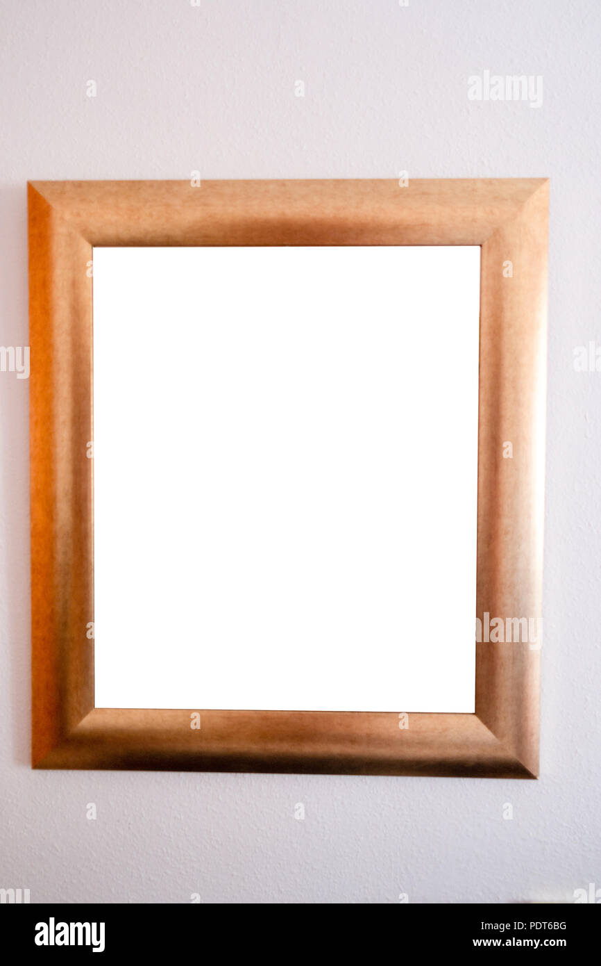 Svuotare il telaio in legno con area bianca per scrivere su Foto Stock