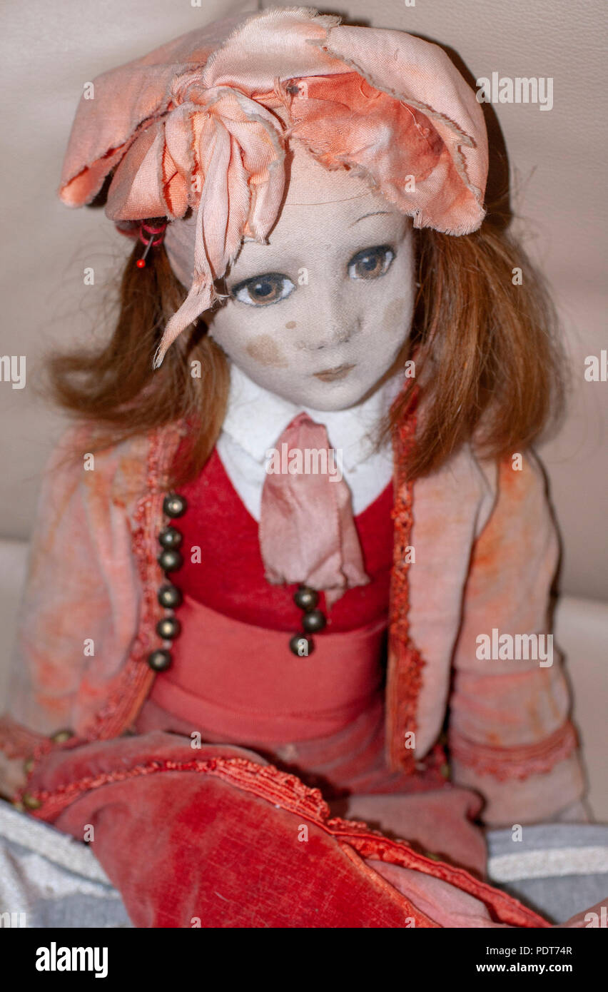 Antique Boudoir panno vecchio Doll Foto Stock