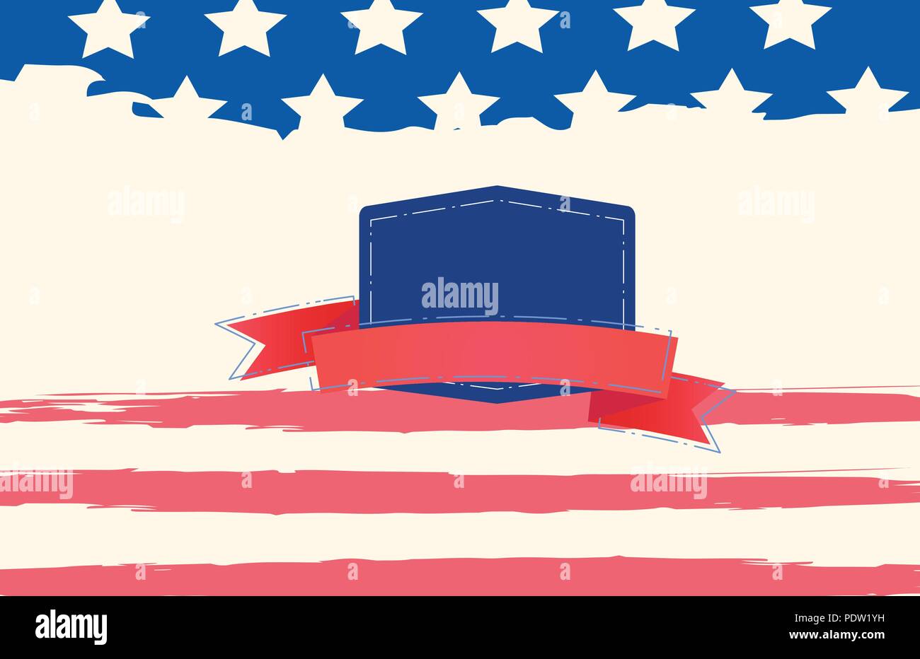 Felice Giorno Di Indipendenza sagoma orizzontale con il badge per la progettazione di vacanza. Illustrazione Vettoriale. Illustrazione Vettoriale