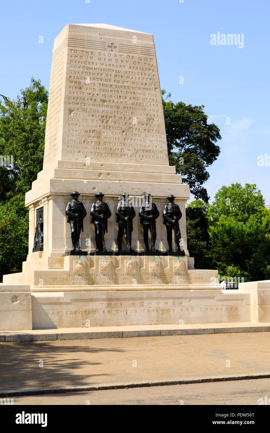 Guards Division War Memorial, la Sfilata delle Guardie a Cavallo, City of Westminster, Londra, Inghilterra Foto Stock