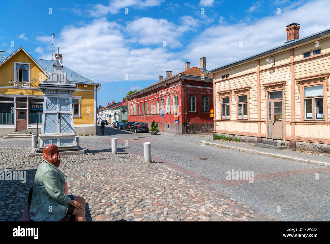 Rauma, Finlandia. Storici edifici in legno in Vanha Rauma (Città Vecchia), Rauma, Satakunta, Finlandia Foto Stock