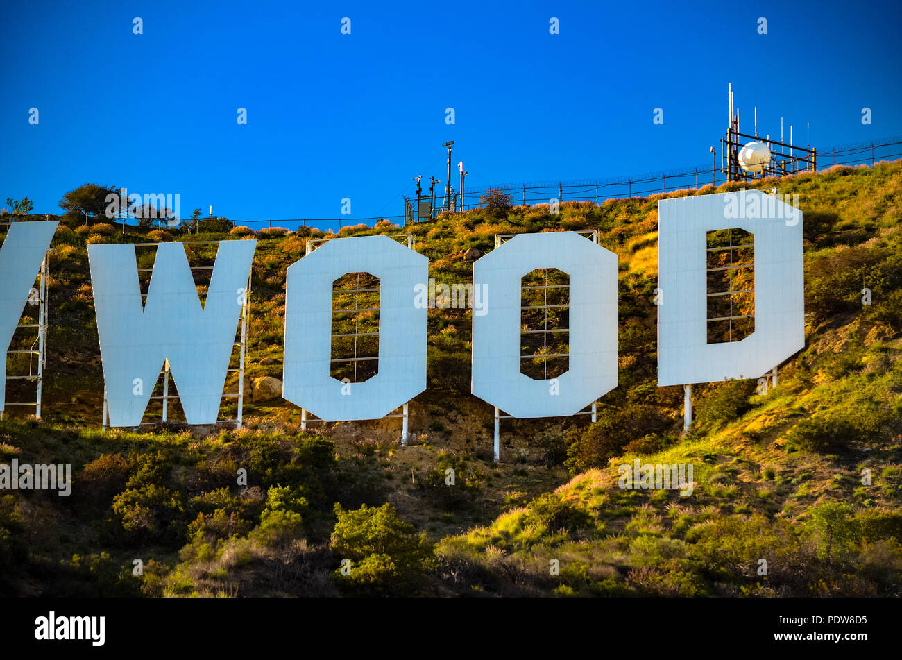 L'iconico Hollywood Sign in colline di Los Angeles in California Foto Stock