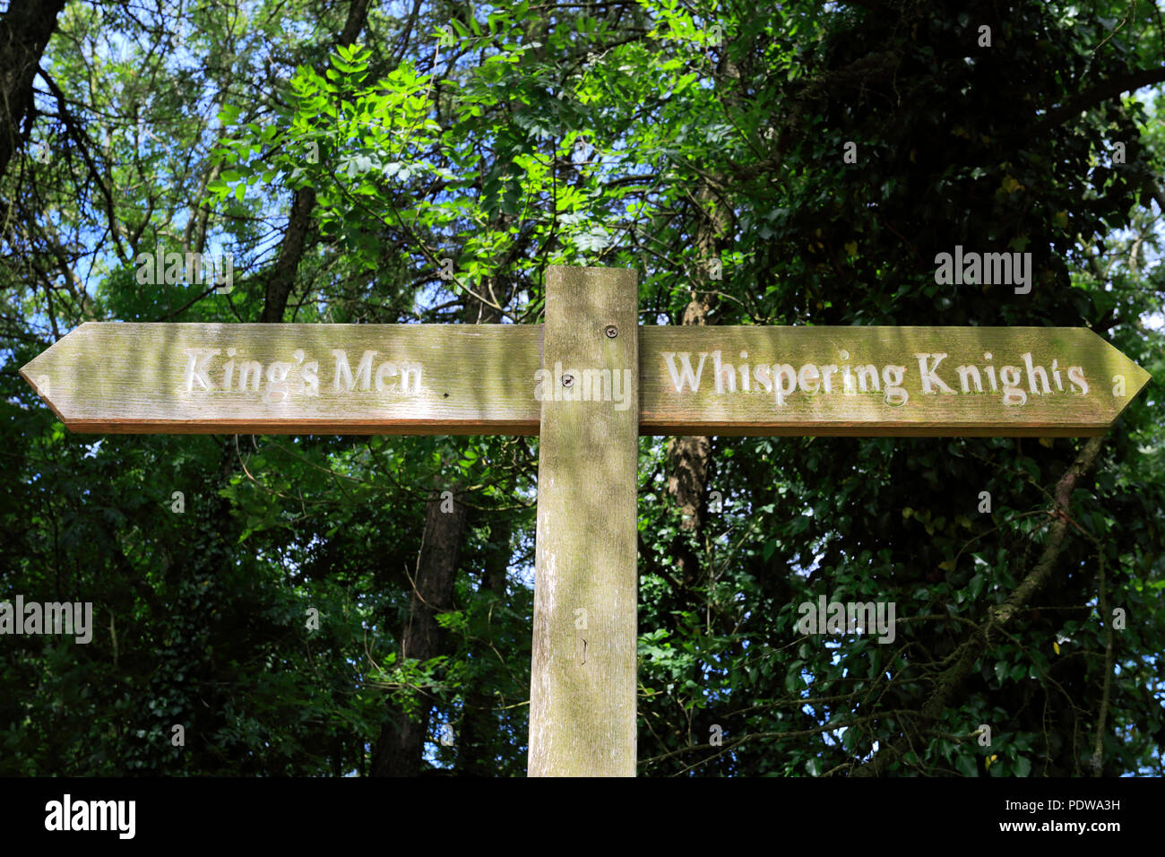 Cartello al Kings uomini Stone Circle, Rollright Stones, vicino a Chipping Norton town, Oxfordshire, Inghilterra. Foto Stock