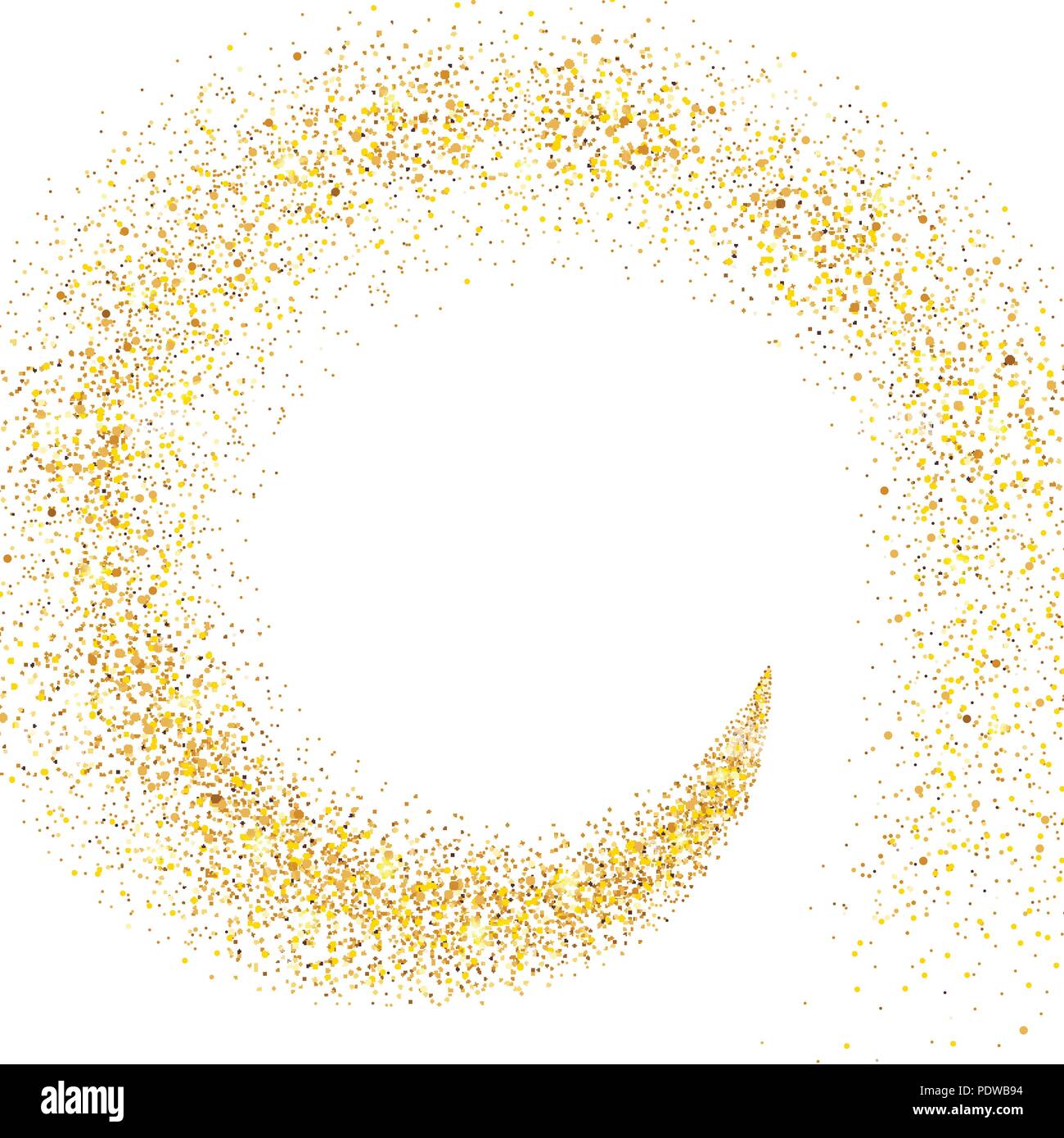 Flusso di particelle di oro su sfondo bianco Illustrazione Vettoriale