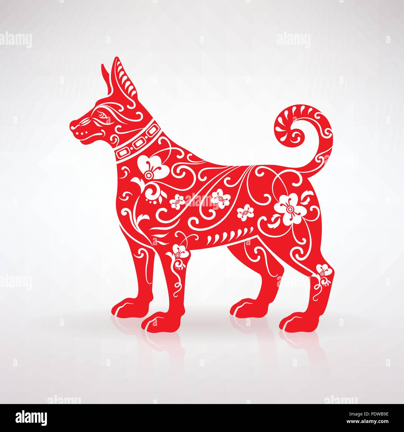 Stilizzata cane rosso su sfondo chiaro Illustrazione Vettoriale