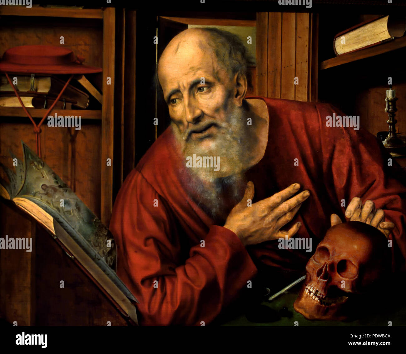 San Girolamo nella cella del XVI secolo da Quinten Massys (1465/66 Lions - 1530 Anversa) belga, Belgio, fiammingo, la, Olandese, Foto Stock