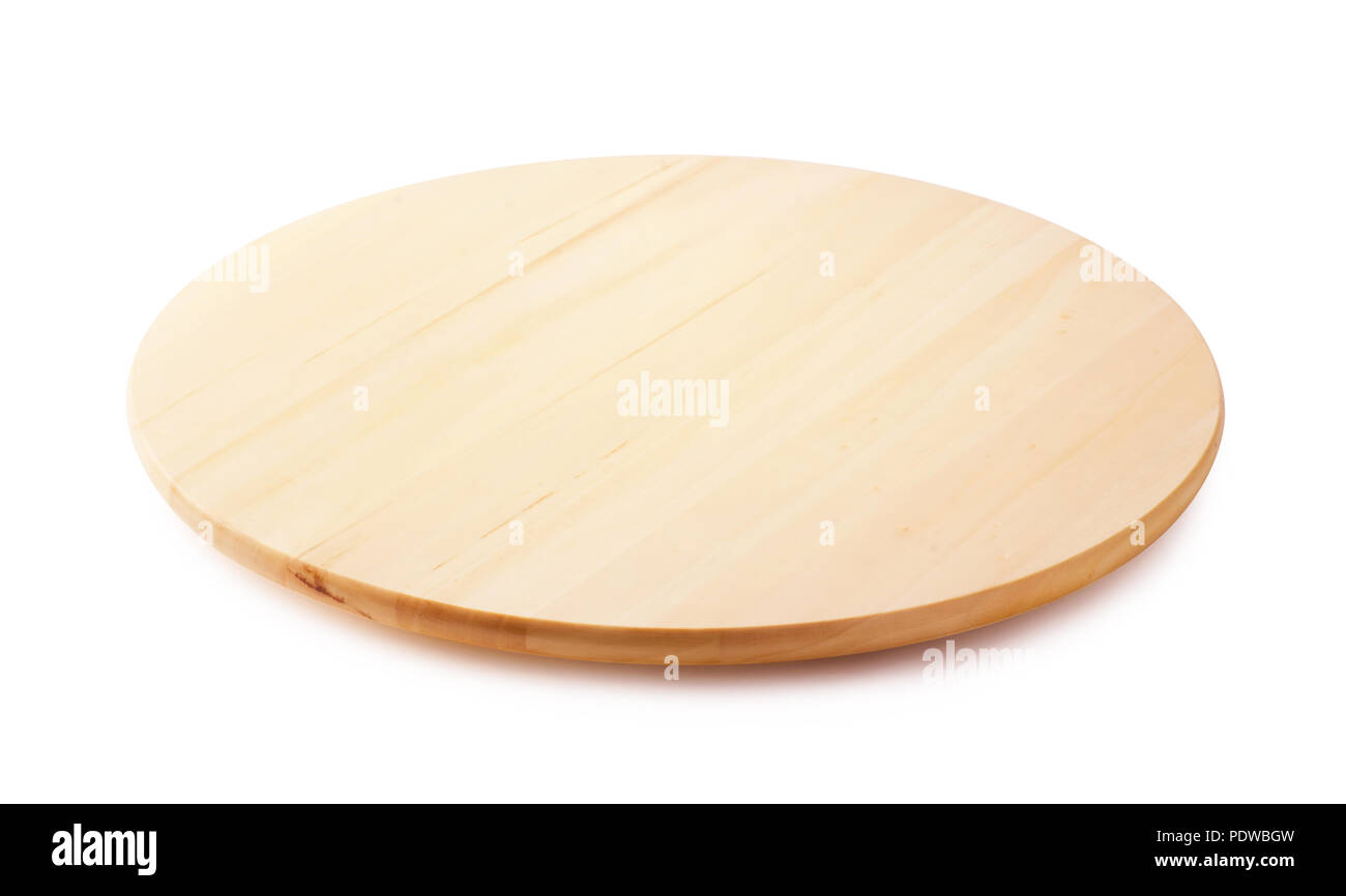 Legno di bambù lazy susan o vassoio girevole isolato su uno sfondo bianco Foto Stock