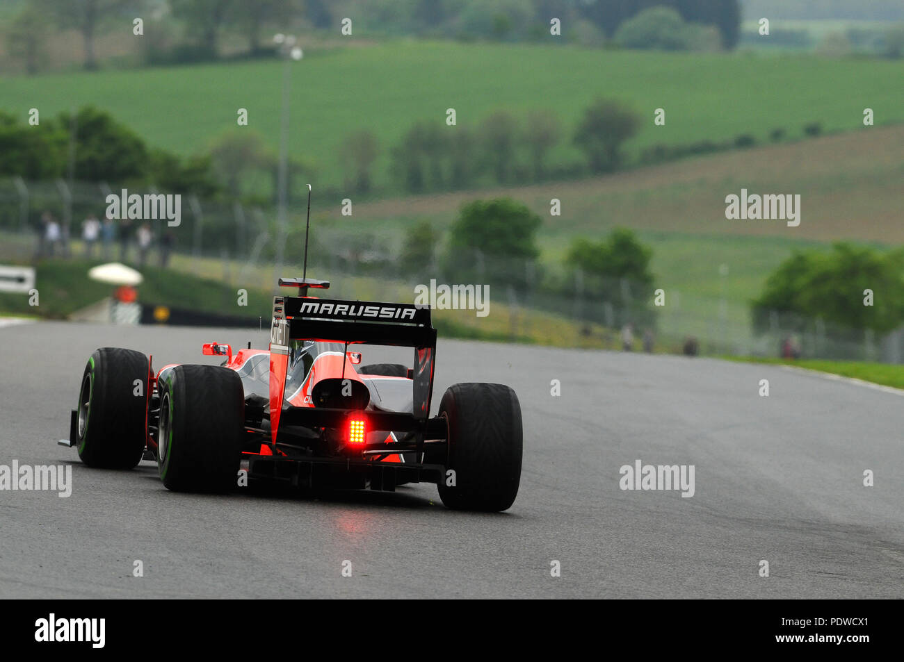 MUGELLO, Italia, Maggio 2012: Charles Pic di Marussia F1 Racing team a team di Formula Uno giorni di test al Mugello Circuit in Italia. Foto Stock