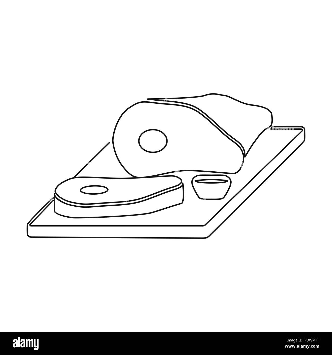 Fette di carne sul tagliere icona nella schema di progettazione isolato su sfondo bianco. Pub stock simbolo illustrazione vettoriale. Illustrazione Vettoriale