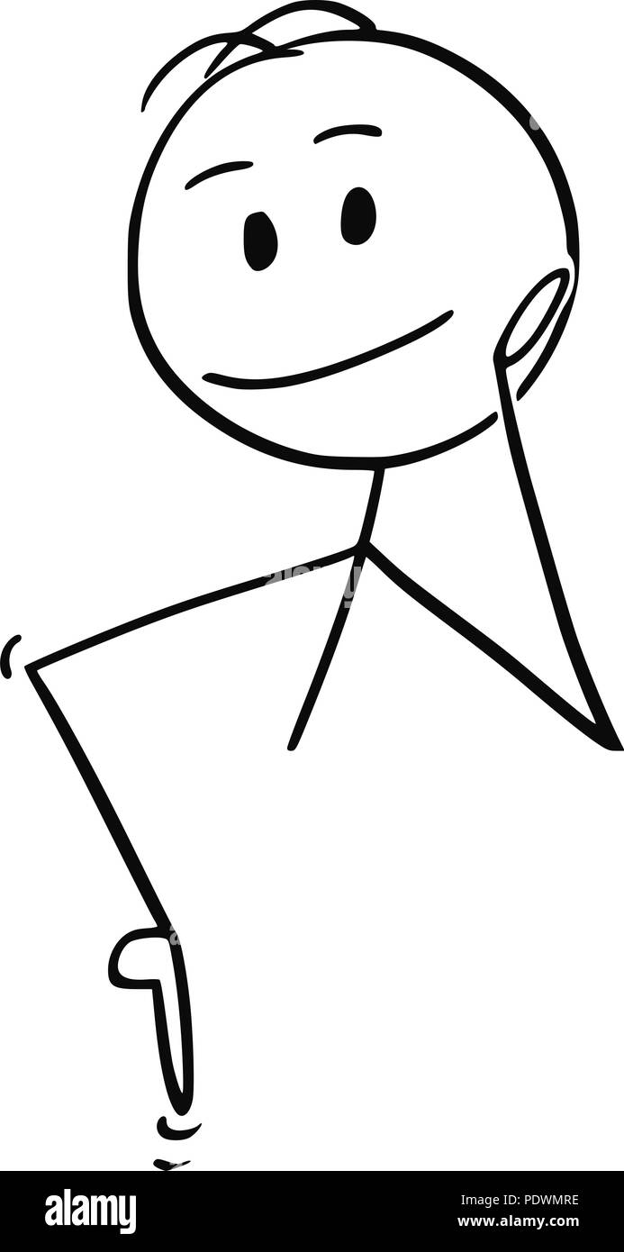 Cartoon dell uomo con la punta rivolta verso il basso a qualcosa o qualche segno Illustrazione Vettoriale