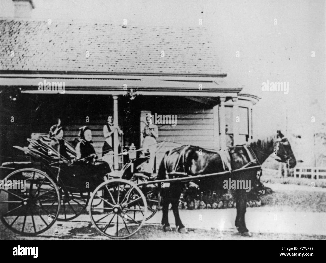 278 StateLibQld 1 99344 cavallo e carrozza fuori del Archer residenza di famiglia, Arley, Toowong, ca. 1882 Foto Stock