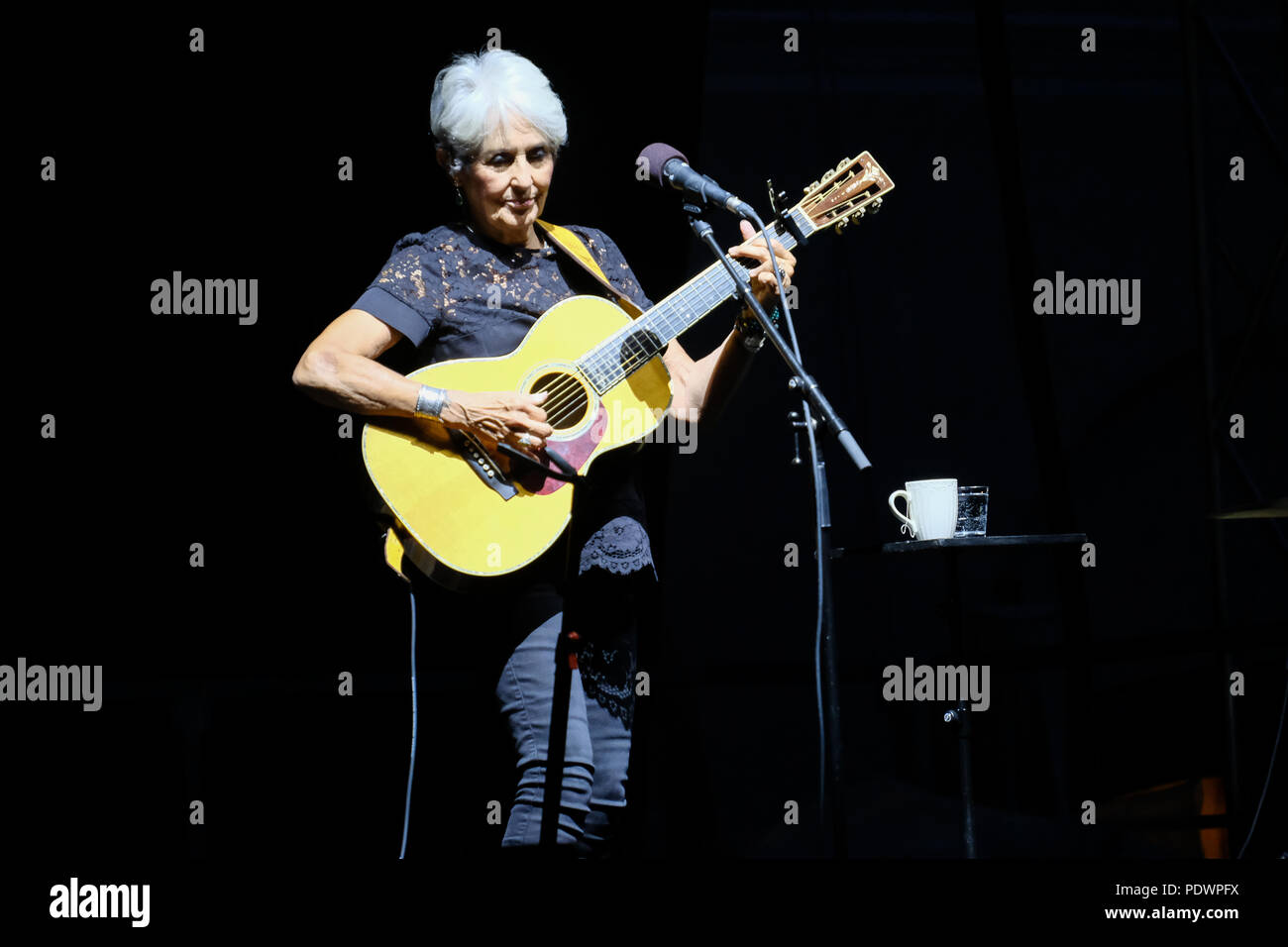 Joan Baez sul palco Attraverso Festival a Pollenzo per lei "Tariffa te bene' concert tour. (Foto di Jyoti Kapoor / Pacific Stampa) Foto Stock