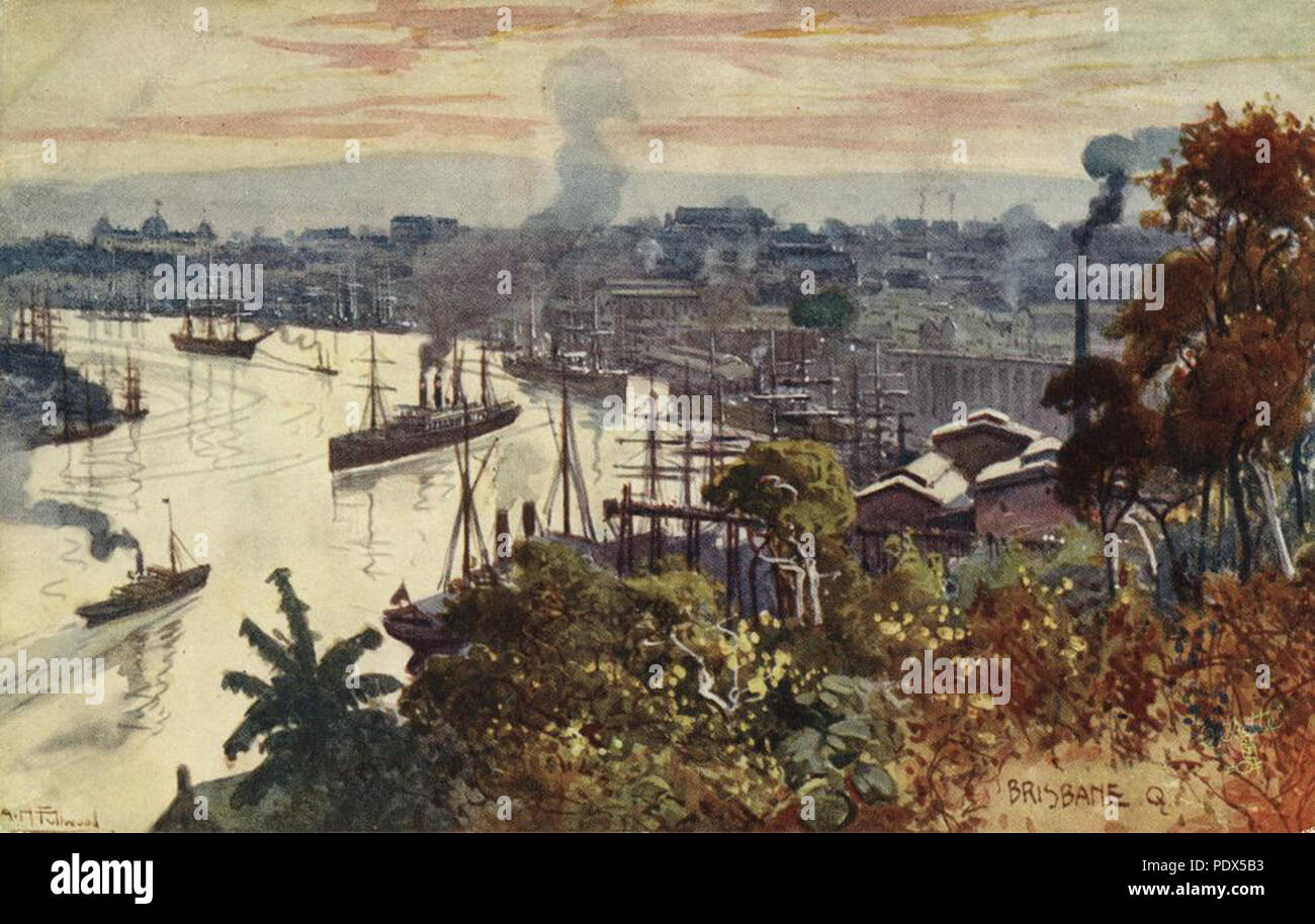 256 StateLibQld 1 243952 presto vista sul fiume di Brisbane e dock, ca. 1895 Foto Stock