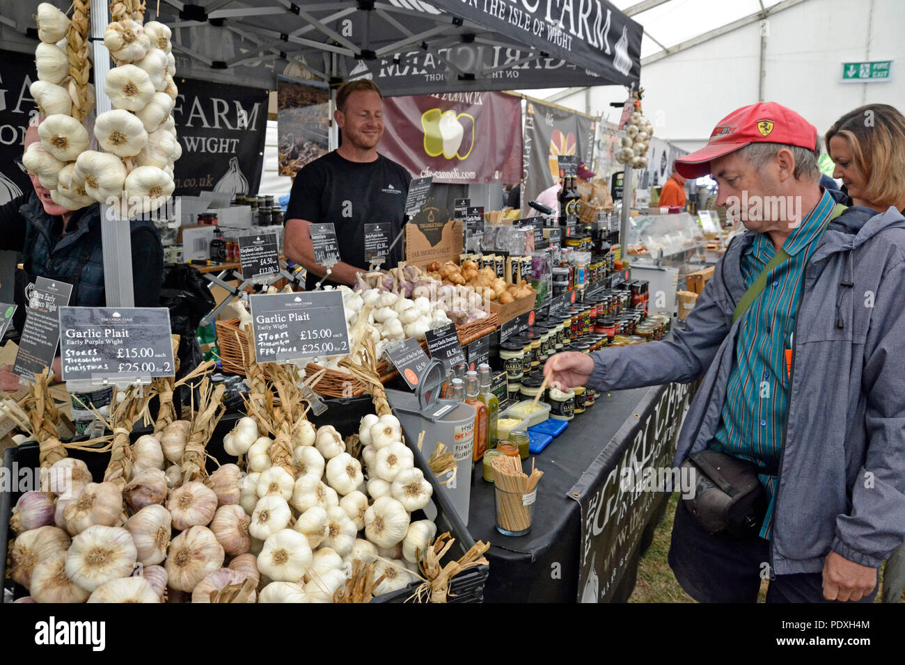 Fattoria di aglio in alimenti tenda a Shrewsbury Flower Show 10/8/18. Credito: Susie Kearley/Alamy Live News Foto Stock