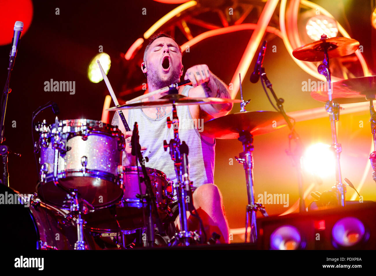 Las Vegas, NV, Stati Uniti d'America. 10 Ago, 2018. ***La copertura della casa*** Coheed e Cambria in corrispondenza del giunto al Hard Rock Hotel & Casino in Las Vegas NV il 10 agosto 2018. Credito: PIL foto/media/punzone Alamy Live News Foto Stock