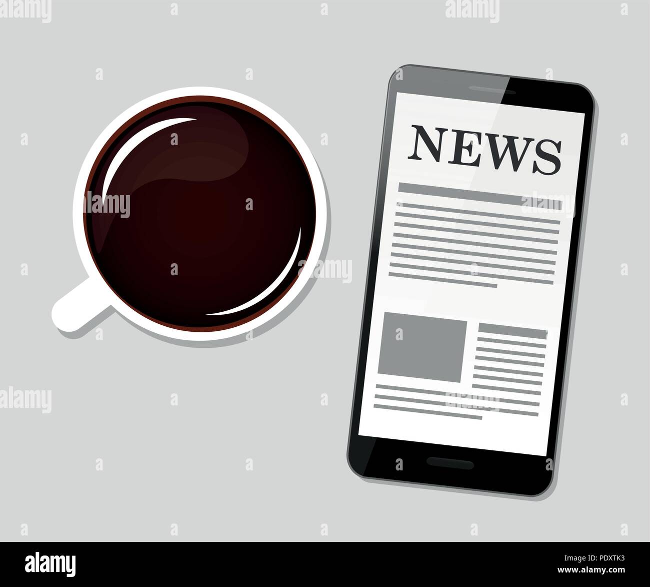 Buona mattina caffè nero e news illustrazione vettoriale EPS10 Illustrazione Vettoriale