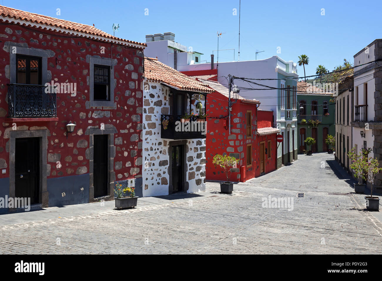Vicolo, tipiche case, città vecchia, Santa Brigida, Gran Canaria Isole Canarie Spagna Foto Stock