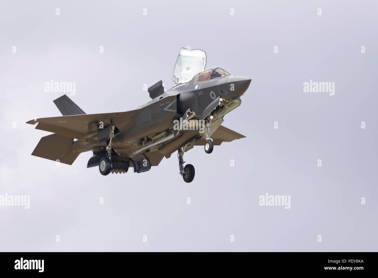 La Gran Bretagna è ultima arma di difesa, la Lockheed Martin F-35B di quinta generazione jet da combattimento basato a RAF Marham visualizza al RIAT Foto Stock