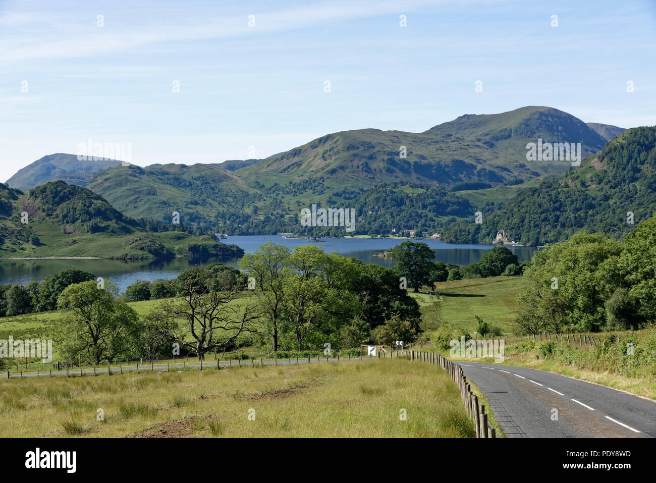 L'estremità nord del Lago Ullswater guardando verso Glenridding e St domenica roccioso al di là dal Parco Brow Foto Stock