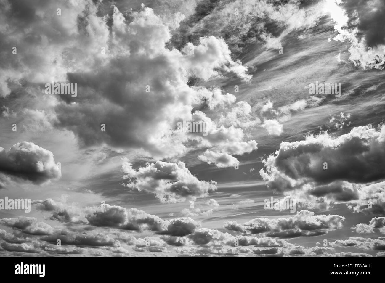 Immagine in bianco e nero di una bella cloudscape. Foto Stock