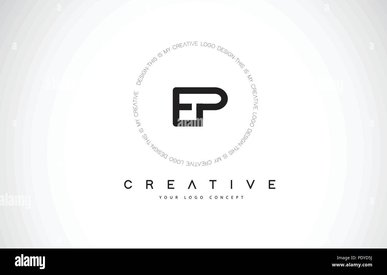 EP E P Logo Design con bianco e nero icona Creative Testo lettera vettore. Illustrazione Vettoriale