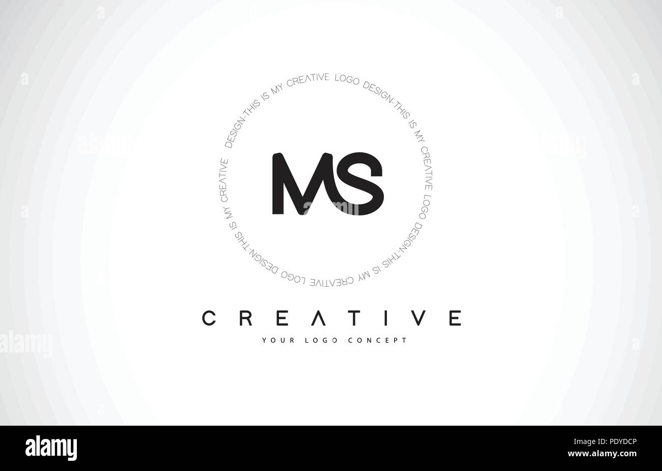 MS M S Logo Design con bianco e nero icona Creative Testo lettera vettore. Illustrazione Vettoriale