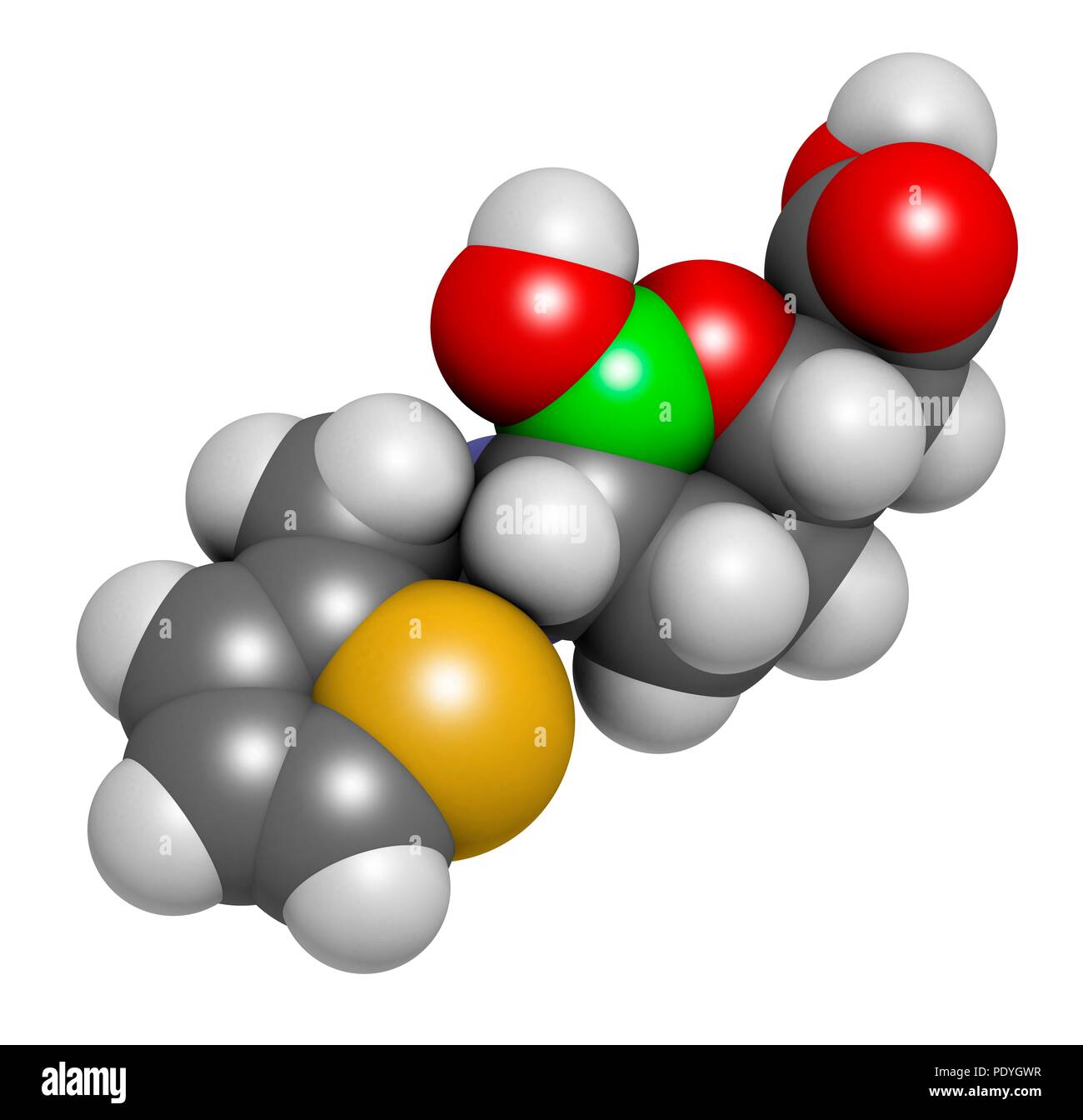 Vaborbactam molecola di farmaco. Beta-lattamasi inibitore co-somministrato con meropenem per bloccare la degradazione di queste ultime da parte di enzimi carbapenemase. Il rendering 3D. Gli atomi sono rappresentati come sfere con i tradizionali colori: idrogeno (bianco), carbonio (grigio), Azoto (blu), Ossigeno (rosso), zolfo (giallo), boro (verde). Foto Stock
