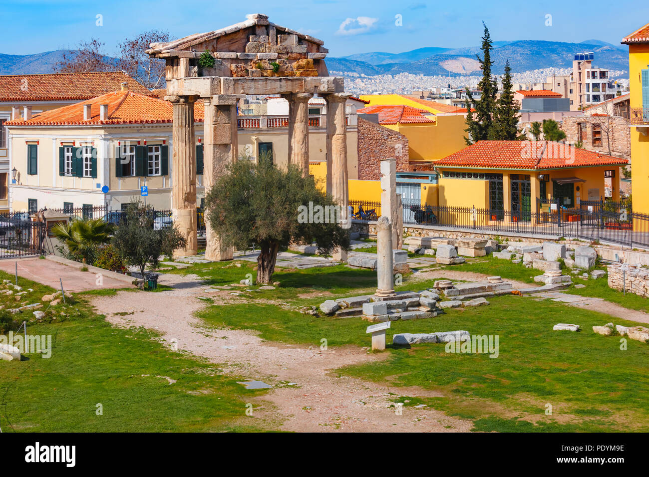 Rimane del romano Agorà di Atene, Grecia Foto Stock