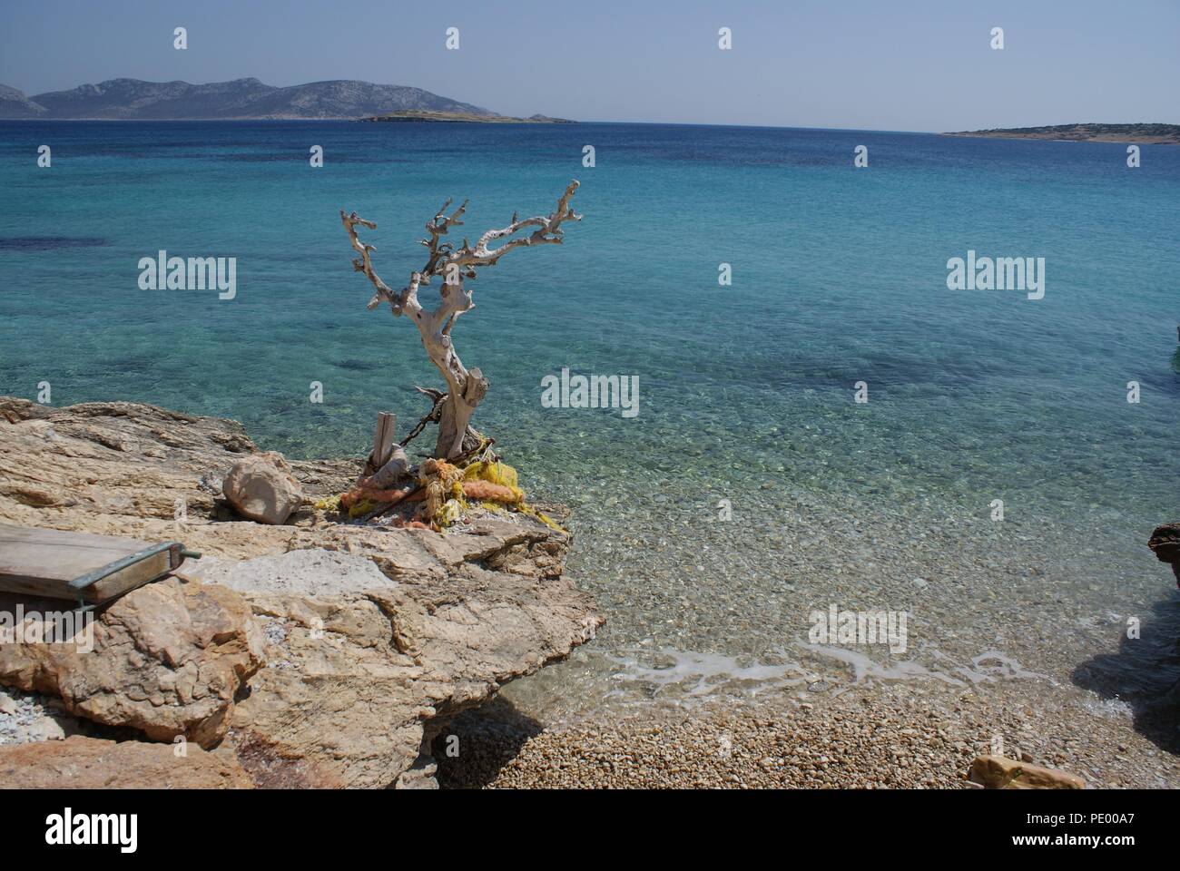 La Grecia, l'isola di Koufonisi nelle Cicladi. Bel mare blu e pace e tranquillità Foto Stock