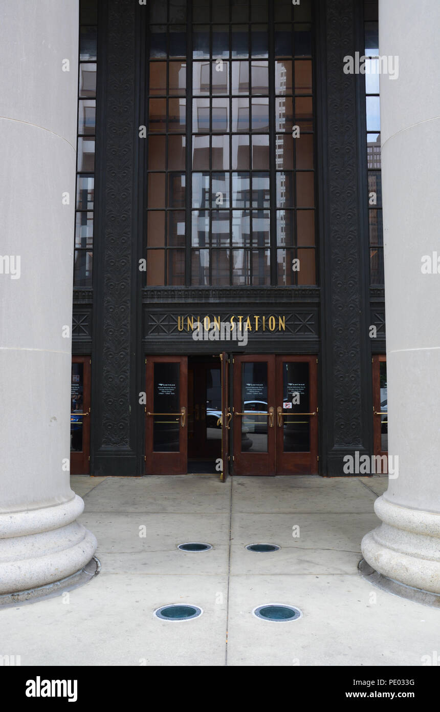 Ingresso alla Stazione Union in Chicago. Foto Stock