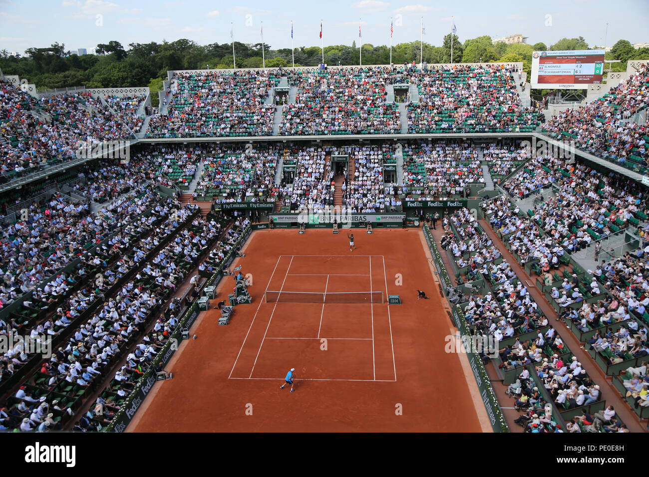 Corte Philippe Chatrier presso Le Stade Roland Garros durante il Roland Garros 2015 corrispondono Foto Stock