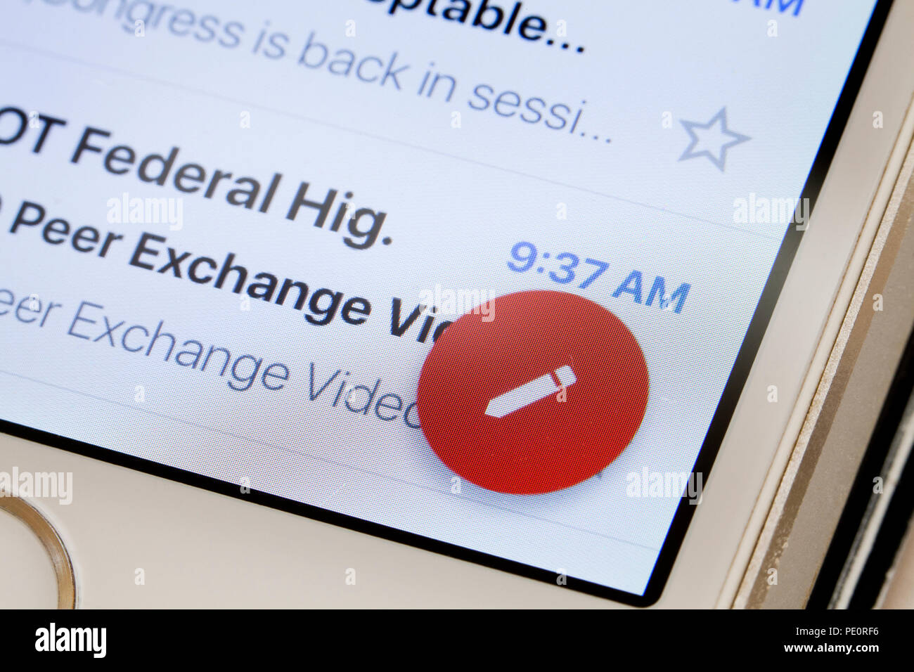 Gmail icona componi (e-mail comporre icona penna) close up Foto Stock