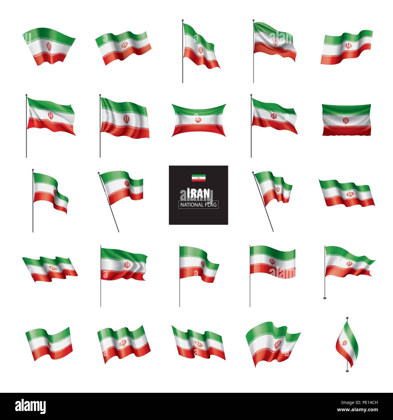 Iran bandiera, illustrazione vettoriale su sfondo bianco Illustrazione Vettoriale