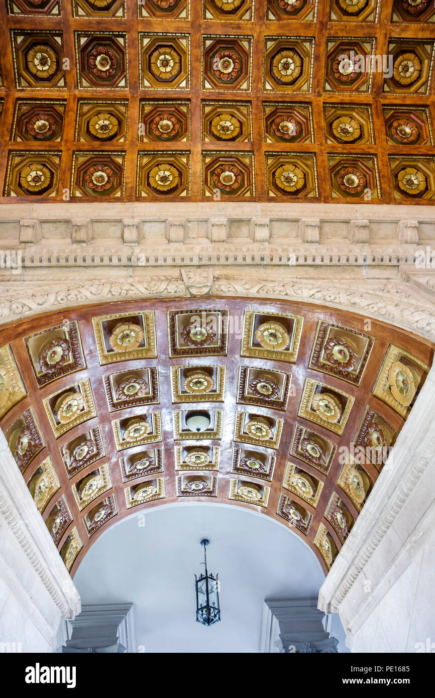 Miami Florida,Freedom Tower,lobby,architettura Spanish Renaissance Revival,Schultze & Weaver,costruito nel 1925,ornate,dettaglio,primo piano,primo piano,dettagli,interno Foto Stock
