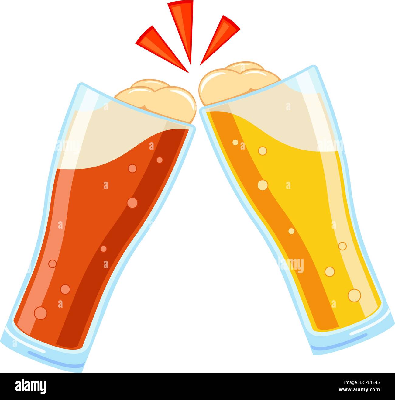 Coloratissimo cartoon due bicchieri da birra Illustrazione Vettoriale