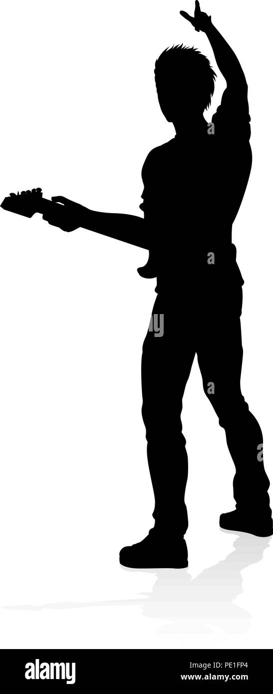 Musicista chitarrista Silhouette Illustrazione Vettoriale