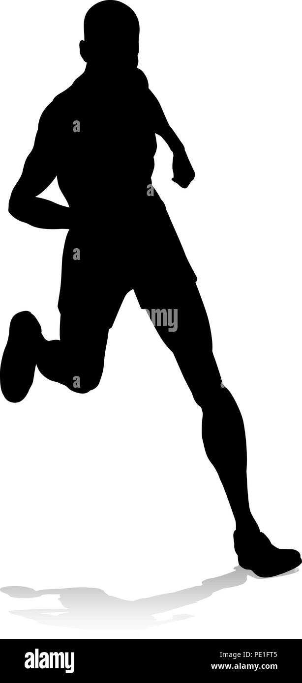 Runner Racing via e silhouette di campo Illustrazione Vettoriale