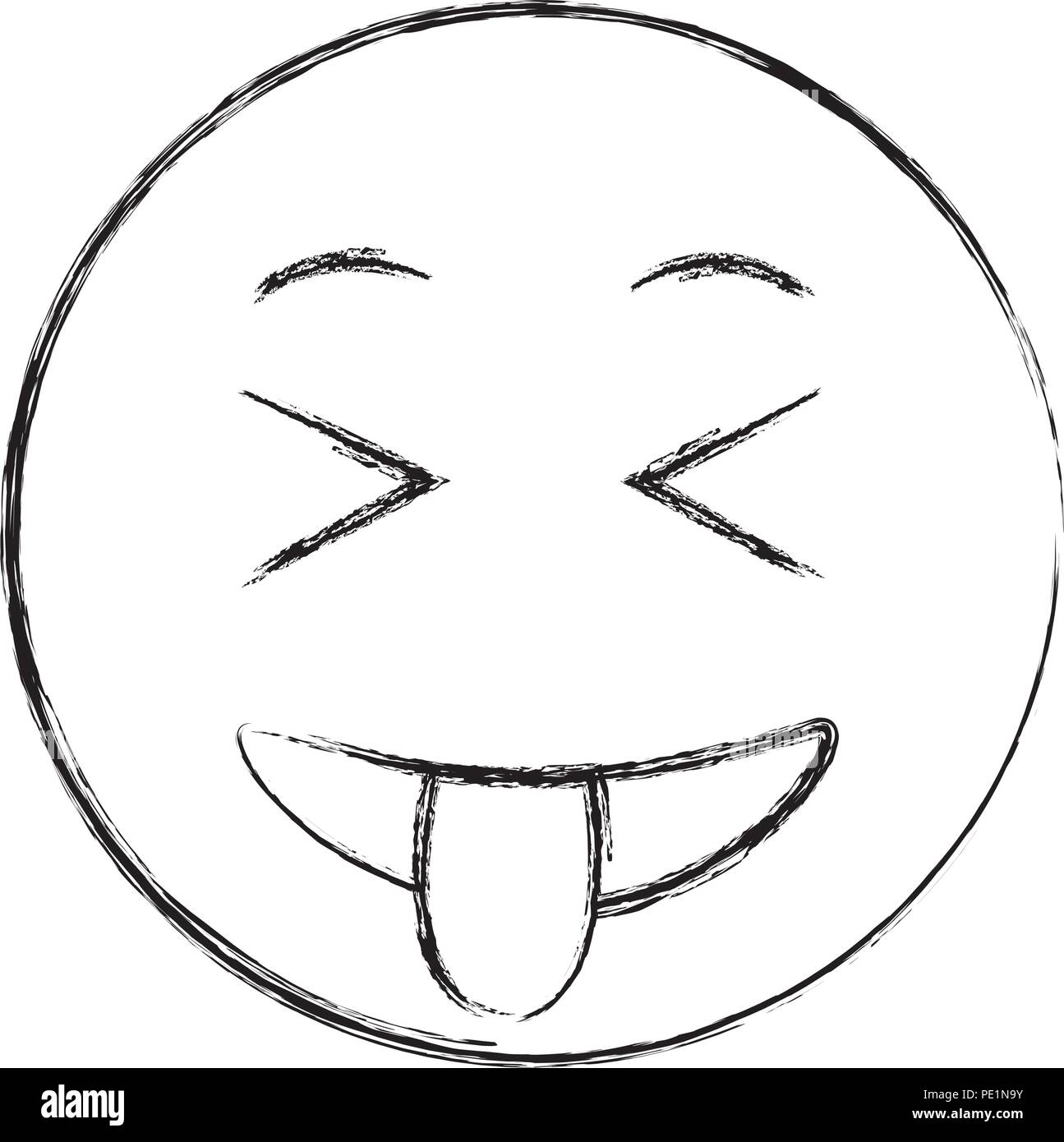Faccina con la lingua fuori mano emoji design di disegno Illustrazione Vettoriale