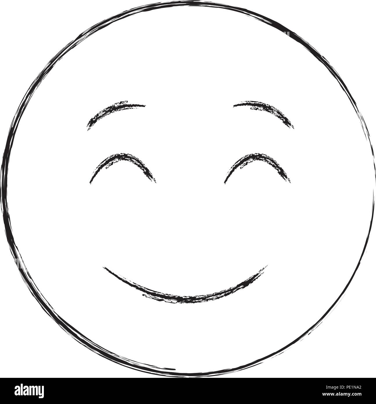 Faccina felice gli occhi chiusi gli Emoji mano design di disegno Illustrazione Vettoriale